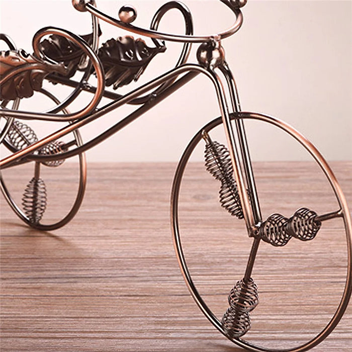 002B004 Retro Wine Rack Metal Bicycles Tricycle Design Wine Bottle Organizer Home Decoration - Bronze - 2