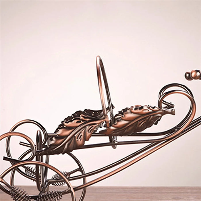 002B004 Retro Wine Rack Metal Bicycles Tricycle Design Wine Bottle Organizer Home Decoration - Bronze - 3