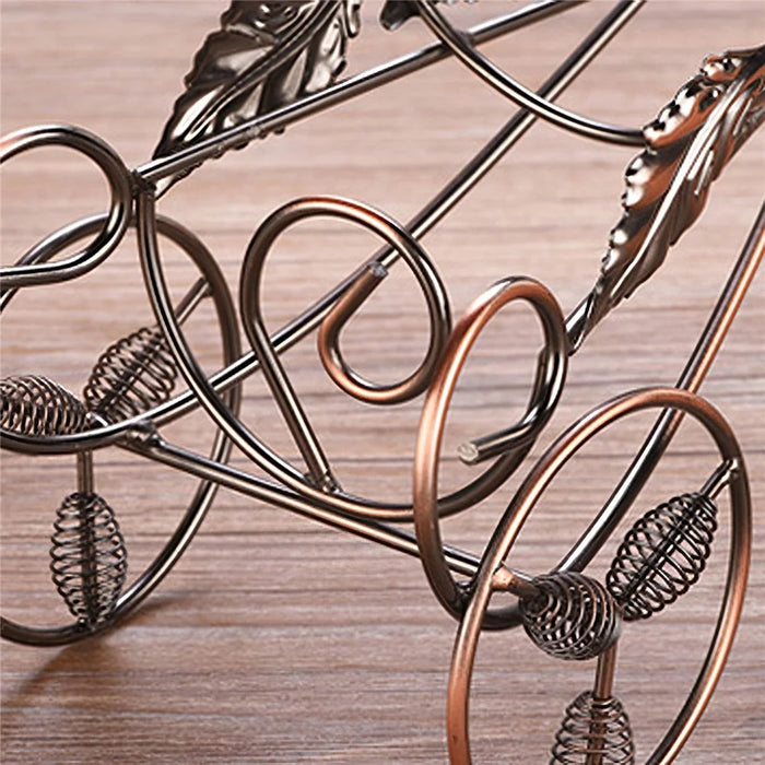 002B004 Retro Wine Rack Metal Bicycles Tricycle Design Wine Bottle Organizer Home Decoration - Bronze - 4