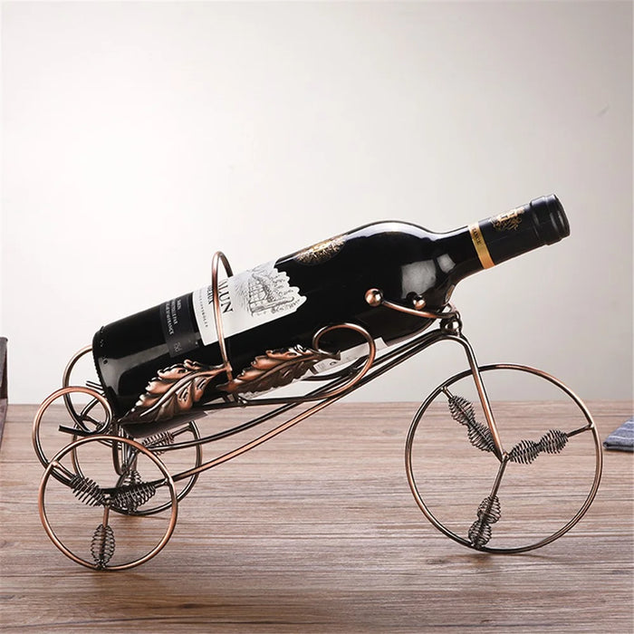 002B004 Retro Wine Rack Metal Bicycles Tricycle Design Wine Bottle Organizer Home Decoration - Bronze - 6