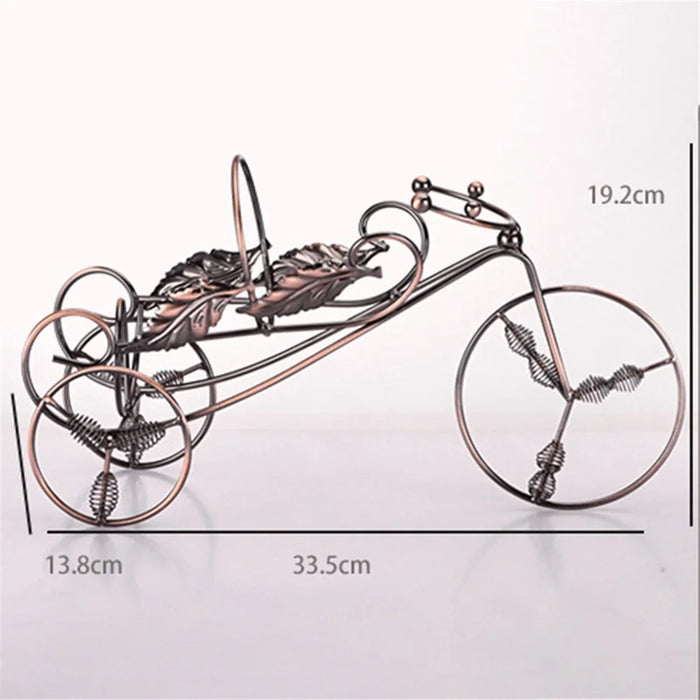 002B004 Retro Wine Rack Metal Bicycles Tricycle Design Wine Bottle Organizer Home Decoration - Bronze - 7
