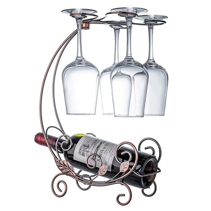 002A013-4 Red Wine Display Rack Wine Bottle 4-Cup Holder Home Decoration - Bronze - 1