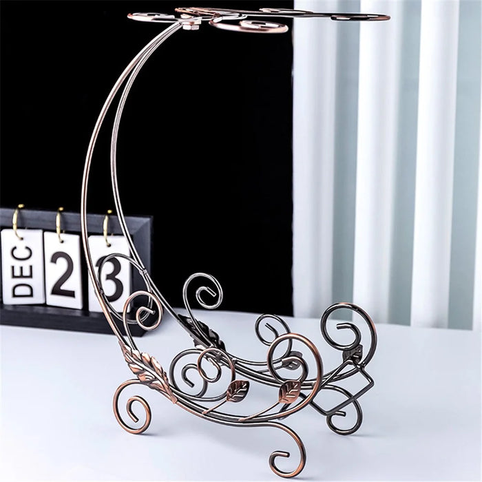 002A013-4 Red Wine Display Rack Wine Bottle 4-Cup Holder Home Decoration - Bronze - 4