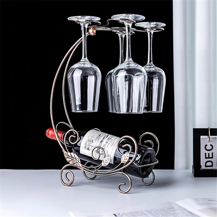 002A013-4 Red Wine Display Rack Wine Bottle 4-Cup Holder Home Decoration - Bronze - 5
