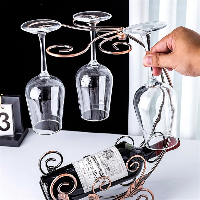 002A013-4 Red Wine Display Rack Wine Bottle 4-Cup Holder Home Decoration - Bronze - 6