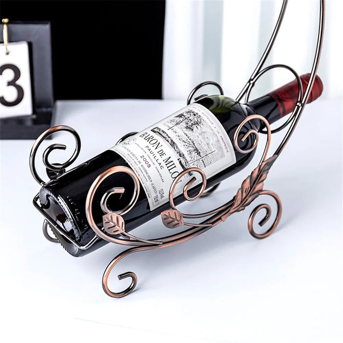 002A013-4 Red Wine Display Rack Wine Bottle 4-Cup Holder Home Decoration - Bronze - 7
