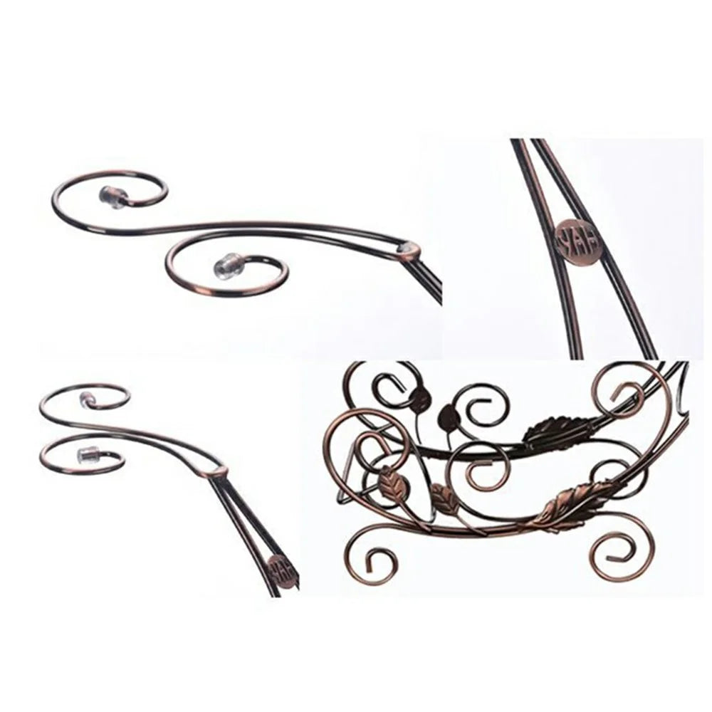 002A013-2 Red Wine Iron Art Display Rack Wine Bottle Dual Cup Holder Home Decoration - Bronze - 4