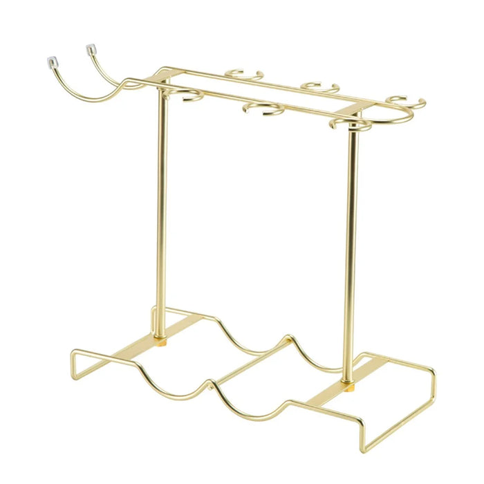 002A032 Red Wine Cup Holder Rack Decanter Hanger Stand for 2 Bottles + 6 Glasses - 1