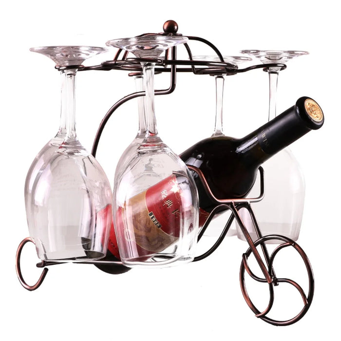002A002 Creative Tricycle Shape Glass Cup Hanger Drying Stand Wine Storage Rack - Bronze - 1