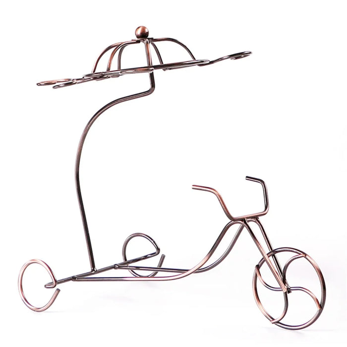 002A002 Creative Tricycle Shape Glass Cup Hanger Drying Stand Wine Storage Rack - Bronze - 2