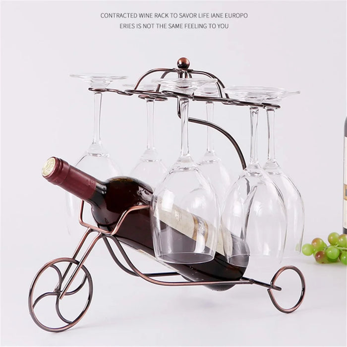 002A002 Creative Tricycle Shape Glass Cup Hanger Drying Stand Wine Storage Rack - Bronze - 3