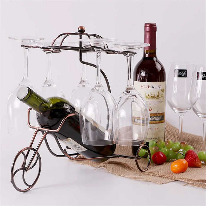 002A002 Creative Tricycle Shape Glass Cup Hanger Drying Stand Wine Storage Rack - Bronze - 4