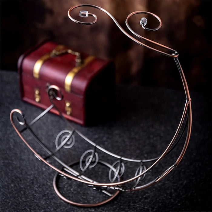 002A005 Creative Red Wine Iron Wire Display Rack Wine Bottle Dual Cup Holder - Bronze - 3