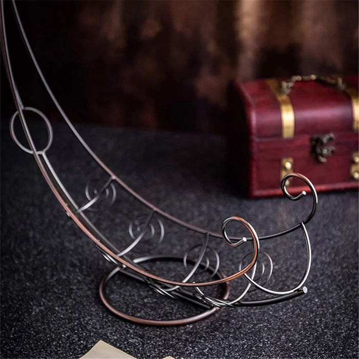 002A005 Creative Red Wine Iron Wire Display Rack Wine Bottle Dual Cup Holder - Bronze - 5