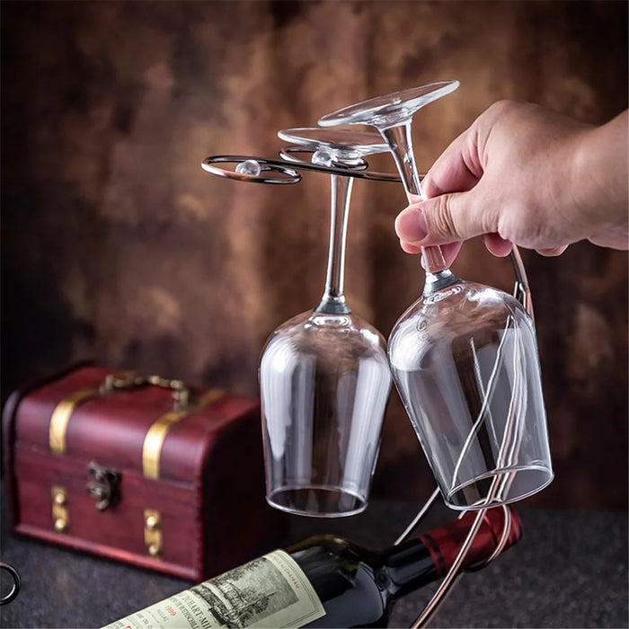 002A005 Creative Red Wine Iron Wire Display Rack Wine Bottle Dual Cup Holder - Bronze - 6