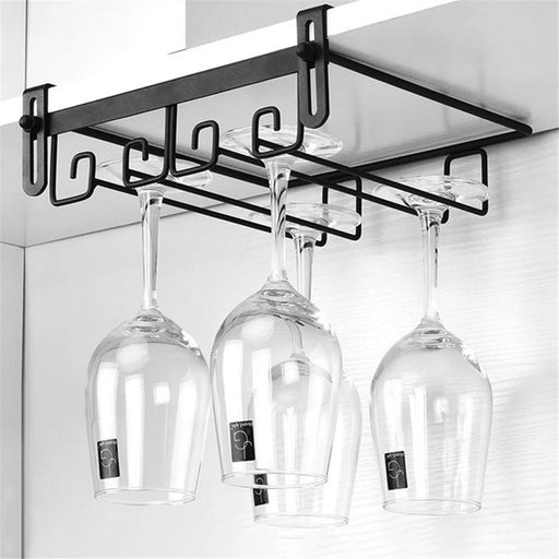 002C037 Wine Glass Rack 2 Rows Under Cabinet Stemware Wine Glass Holder Hanger - Matte Black - 1