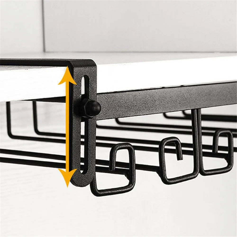 002C037 Wine Glass Rack 2 Rows Under Cabinet Stemware Wine Glass Holder Hanger - Matte Black - 2