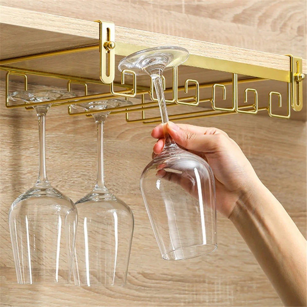 002C037 Wine Glass Rack 2 Rows Under Cabinet Stemware Wine Glass Holder Hanger - Matte Black - 4