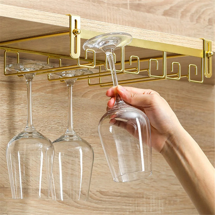 002C037 Wine Glass Rack 2 Rows Under Cabinet Stemware Wine Glass Holder Hanger - Matte Black - 4