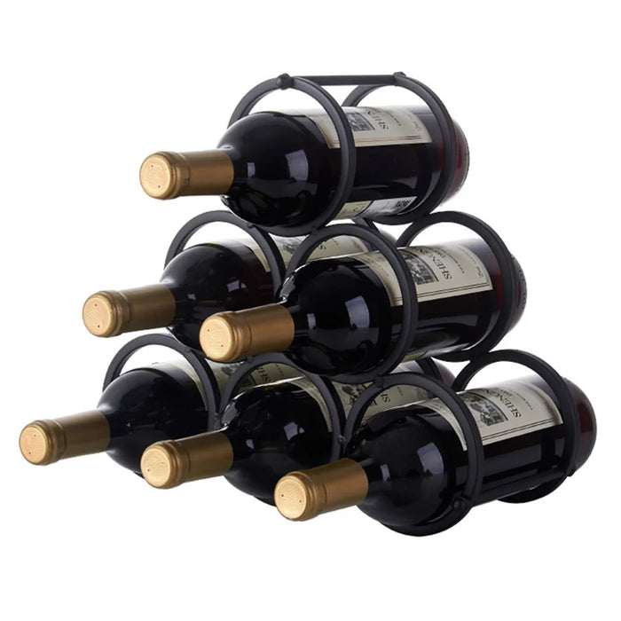 002B025 6 Bottle Wine Rack Free Standing Metal Wine Bottle Storage Shelf for Home Bar - 1