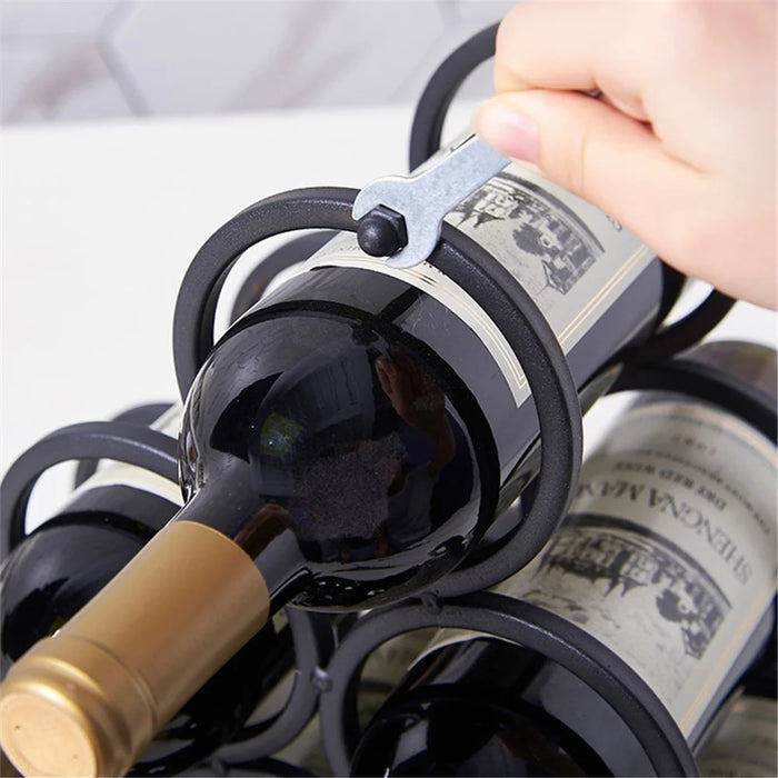 002B025 6 Bottle Wine Rack Free Standing Metal Wine Bottle Storage Shelf for Home Bar - 3