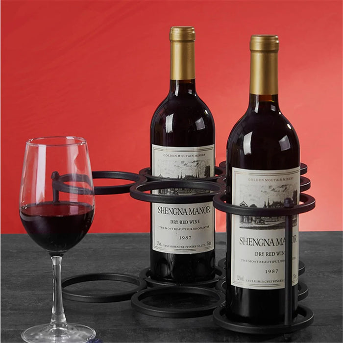 002B025 6 Bottle Wine Rack Free Standing Metal Wine Bottle Storage Shelf for Home Bar - 7
