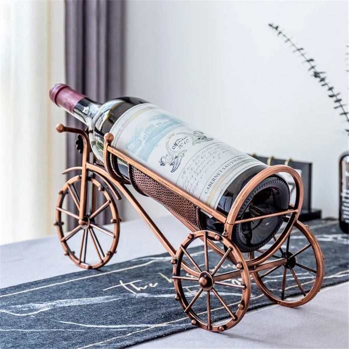 002B034-A33 Iron Wine Holder 3L Wine Bottle Rack Holder Tricycle Shape Design Art Home Decoration - 2