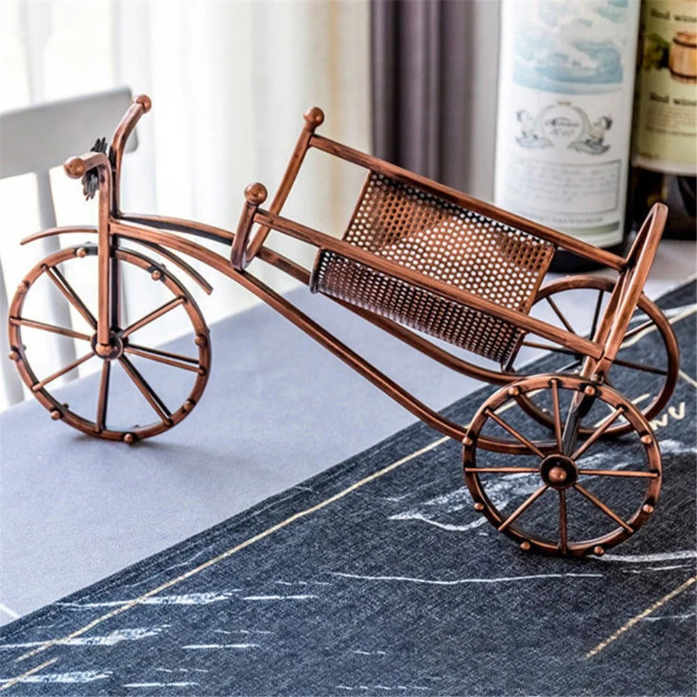 002B034-A33 Iron Wine Holder 3L Wine Bottle Rack Holder Tricycle Shape Design Art Home Decoration - 3