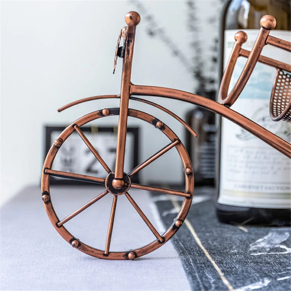 002B034-A33 Iron Wine Holder 3L Wine Bottle Rack Holder Tricycle Shape Design Art Home Decoration - 5