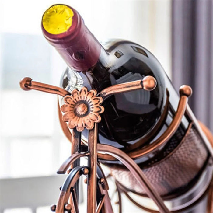 002B034-A33 Iron Wine Holder 3L Wine Bottle Rack Holder Tricycle Shape Design Art Home Decoration - 6