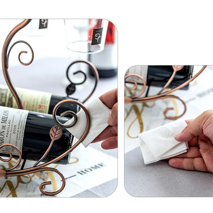 002A019 Creative Design 6 Glass Cup Hanger Drying Stand Wine Bottle Storage Rack - Bronze - 4
