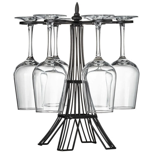 002C038 6 Glass Cup Rack Tower-Shaped Wine Glass Holder Display for Home - Black - 1