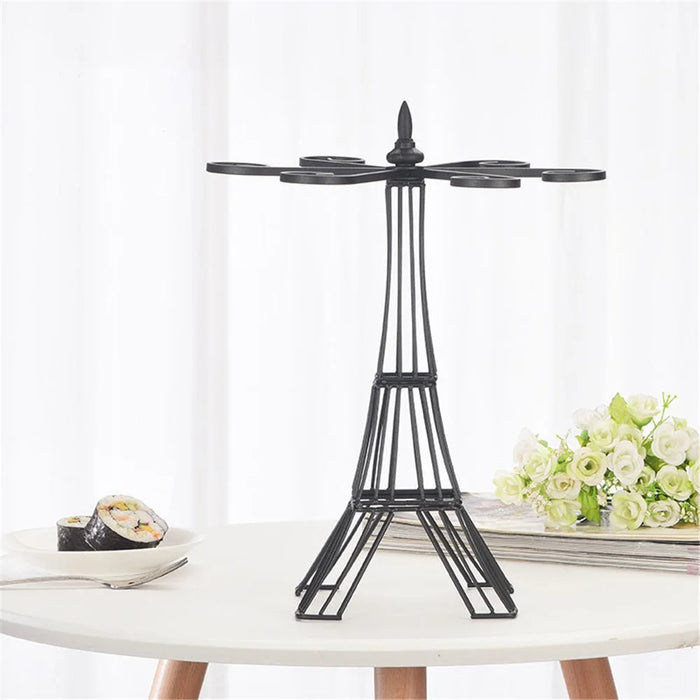 002C038 6 Glass Cup Rack Tower-Shaped Wine Glass Holder Display for Home - Black - 3