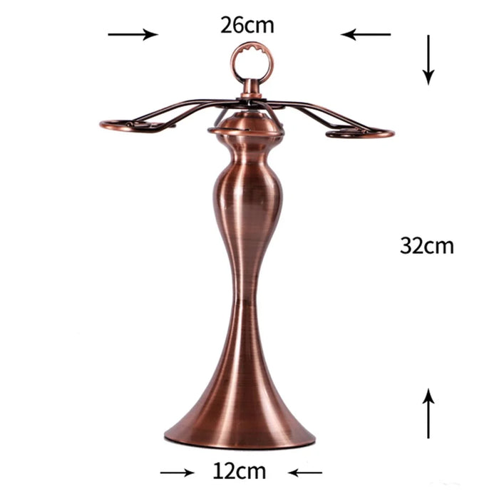 002C006 6 Hooks Wine Glass Rack Holder Tabletop Hanging Shelf Iron Storage Rack - Bronze - 7