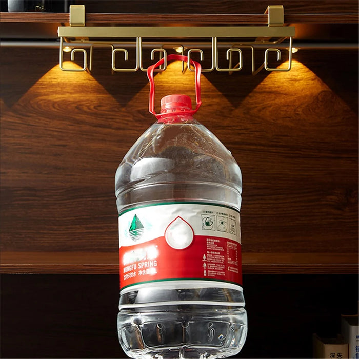 002C066 5 Slots 10 Cups Glass Metal Rack Under Cabinet Hanging Holder for Goblets Stemware - Gold - 4