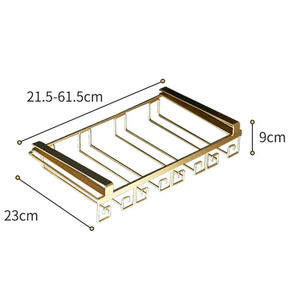 002C066 5 Slots 10 Cups Glass Metal Rack Under Cabinet Hanging Holder for Goblets Stemware - Gold - 7