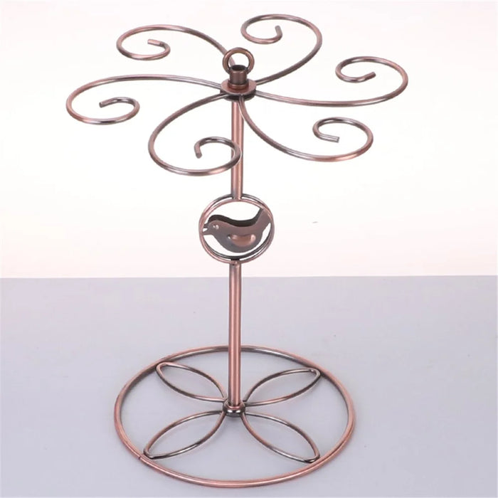 002C034 Countertop Wine Glass Holder with Bird Decor 6-Hook Freestanding Stemware Storage Rack - Bronze - 4
