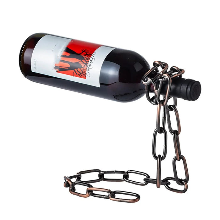 002B011 Creative Iron Chain Design Wine Rack Stand, Wine Bottle Holder for Home, Office, Wine Cabinet Bottle Stand - Bronze - 1