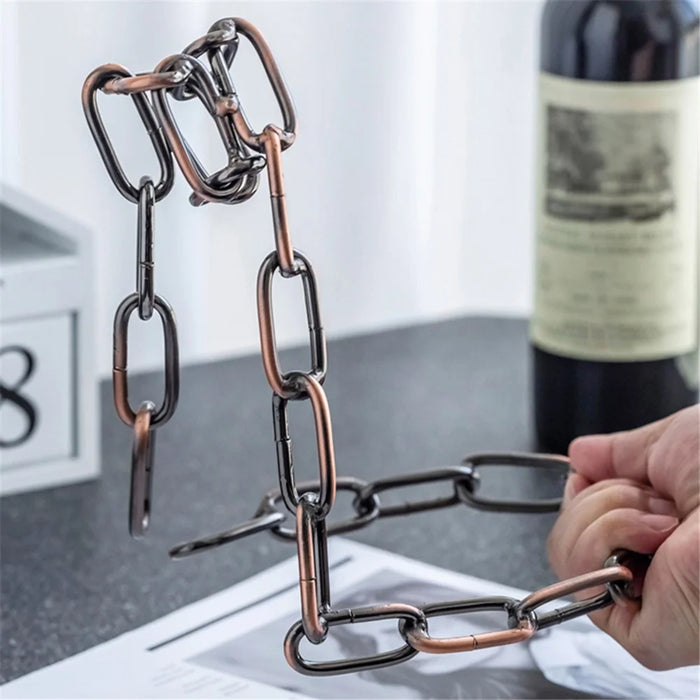 002B011 Creative Iron Chain Design Wine Rack Stand, Wine Bottle Holder for Home, Office, Wine Cabinet Bottle Stand - Bronze - 6