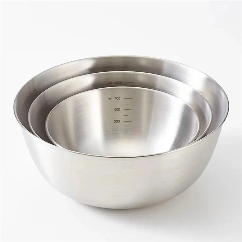 17cm+19cm+26cm 3Pcs Salad Bowl Stainless Steel 304 Mixing Bowl with Measurement Markings for Kitchen / Baking (No FDA) - 2