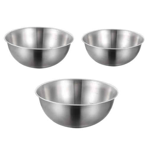 22cm+24cm+26cm 3Pcs Salad Bowl Stainless Steel 304 Mixing Bowl with Measurement Markings for Kitchen / Baking (No FDA) - 1