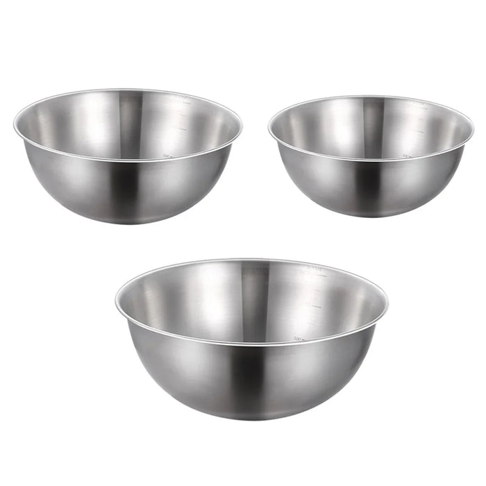 22cm+24cm+26cm 3Pcs Salad Bowl Stainless Steel 304 Mixing Bowl with Measurement Markings for Kitchen / Baking (No FDA) - 1