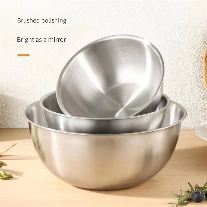 22cm+24cm+26cm 3Pcs Salad Bowl Stainless Steel 304 Mixing Bowl with Measurement Markings for Kitchen / Baking (No FDA) - 2