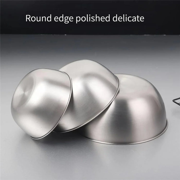 22cm+24cm+26cm 3Pcs Salad Bowl Stainless Steel 304 Mixing Bowl with Measurement Markings for Kitchen / Baking (No FDA) - 3
