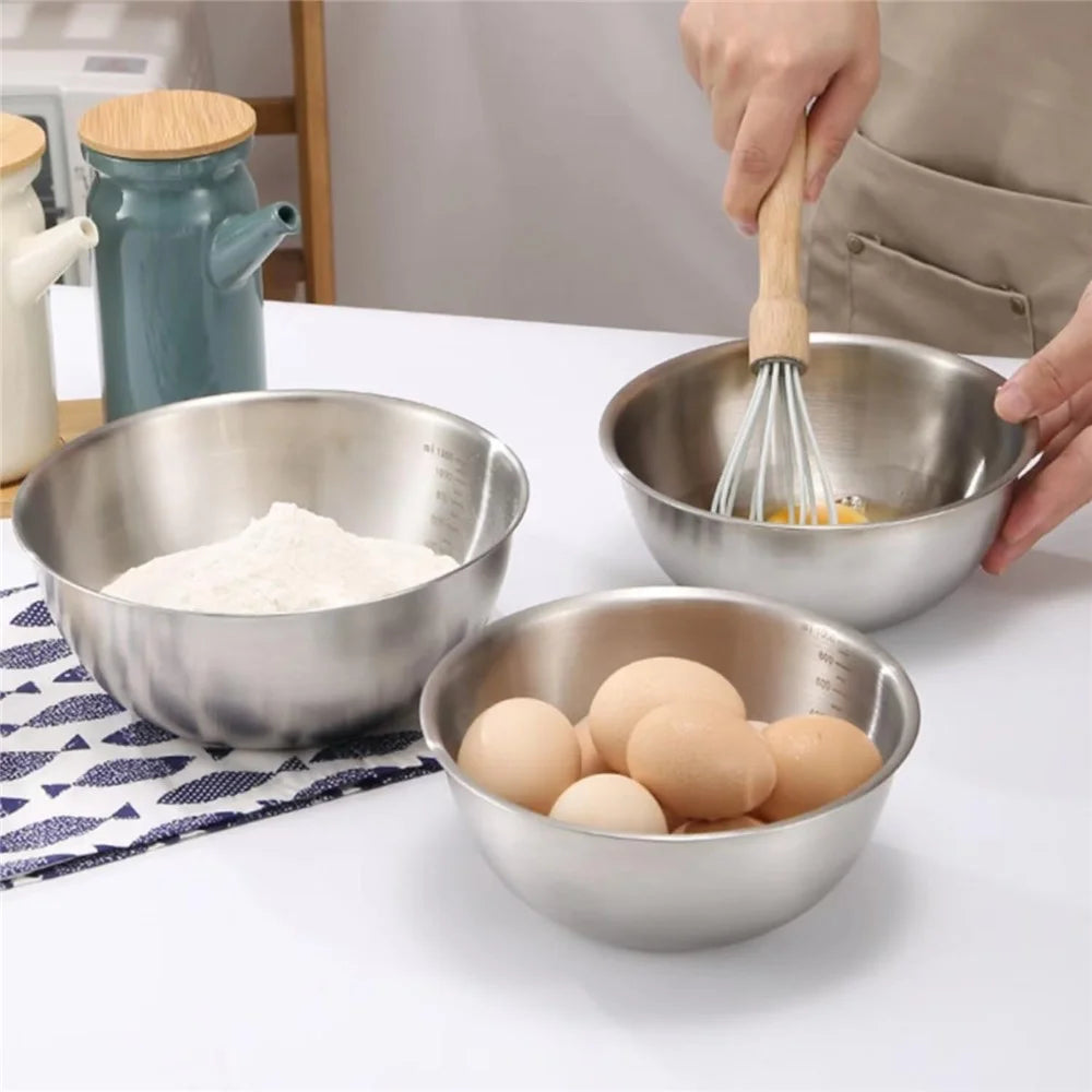 17cm+19cm+22cm+24cm 4Pcs Salad Bowl Stainless Steel 304 Mixing Bowl with Measurement Markings for Kitchen / Baking (No FDA) - 7