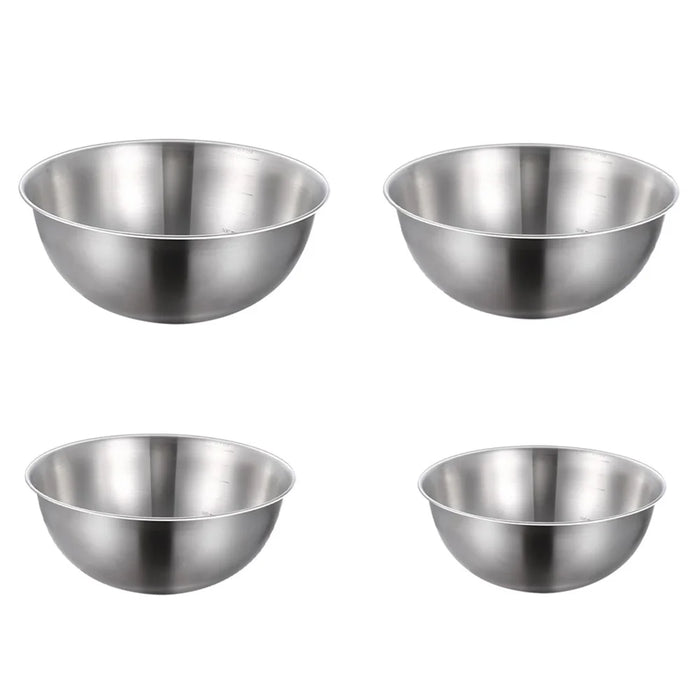 19cm+22cm+24cm+26cm 4Pcs Salad Bowl Stainless Steel 304 Mixing Bowl with Measurement Markings for Kitchen / Baking (No FDA) - 1