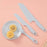 6Pcs / Set Children Chef Knife Cutting Board Plastic Plate Kitchen Utensils Set (BPA Free, No FDA) - Blue - 2
