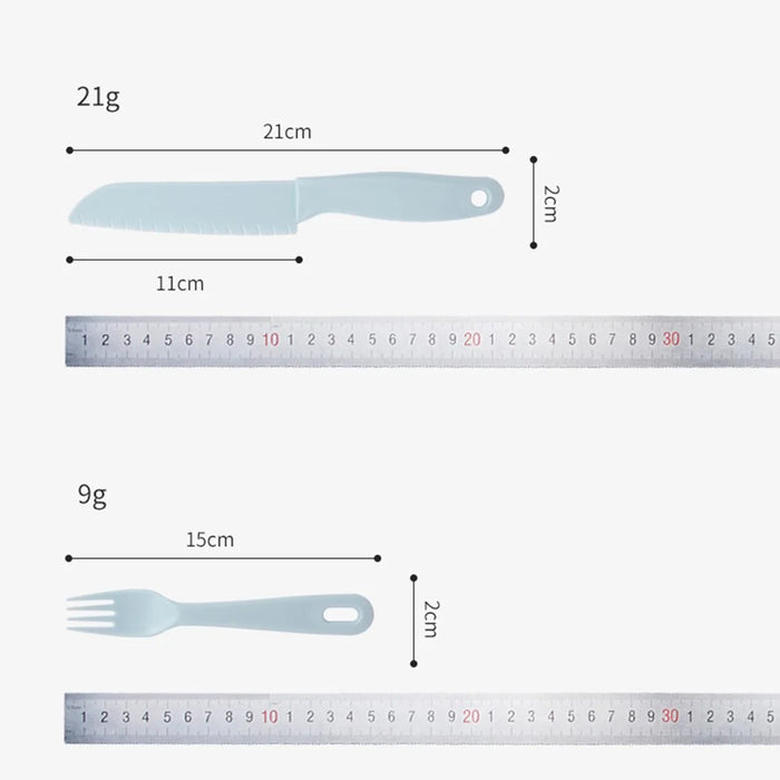 6Pcs / Set Children Chef Knife Cutting Board Plastic Plate Kitchen Utensils Set (BPA Free, No FDA) - Blue - 7