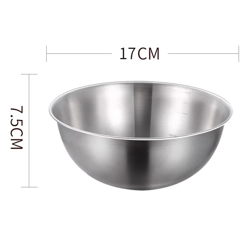 17cm Diameter Salad Bowl Stainless Steel 304 Mixing Bowl with Measurement Markings for Kitchen / Baking (No FDA) - 5