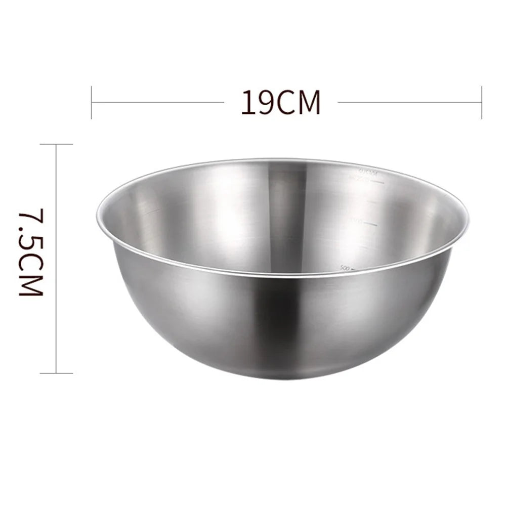 19cm Diameter Salad Bowl Stainless Steel 304 Mixing Bowl with Measurement Markings for Kitchen / Baking (No FDA) - 5